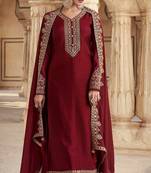 Designer Zari Work Maroon Colour Girlish Palazzo Dress