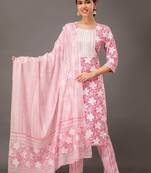 Floral Printed Pink Colour Resham Work Readymade Salwar Kameez