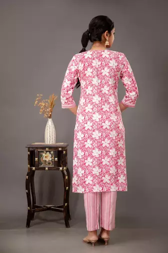 Floral Printed Pink Colour Resham Work Readymade Salwar Kameez