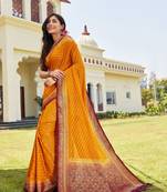  Mustard Georgette Zari Woven Fancy Partywear Saree