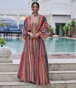 Multi color stripes kaftan set