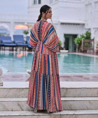 Multi color stripes kaftan set 2