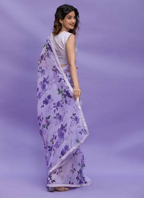  Purple Floral Printed Girlish Saree 2
