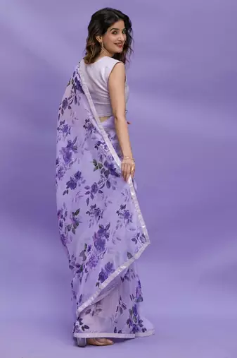 Purple Floral Printed Girlish Saree