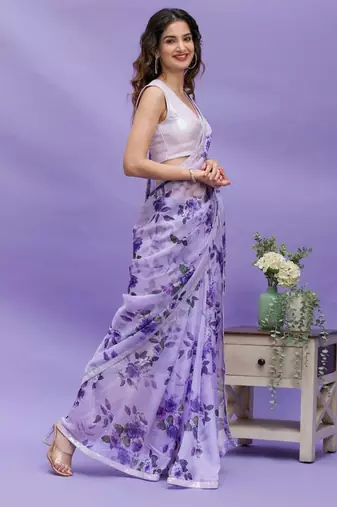  Purple Floral Printed Girlish Saree