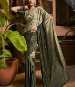 Pista Elegant Swarovski Work Girlish Party Saree