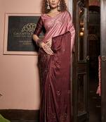 Pink Elegant Swarovski Work Girlish Party Saree