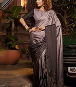 Grey Elegant Swarovski Work Girlish Party Saree