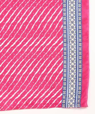 Women's Pink Printed Cotton Kurti With Foil Printed Dupatta Set 4