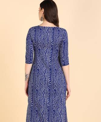 Blue Printed Cotton Straight Kurta 2