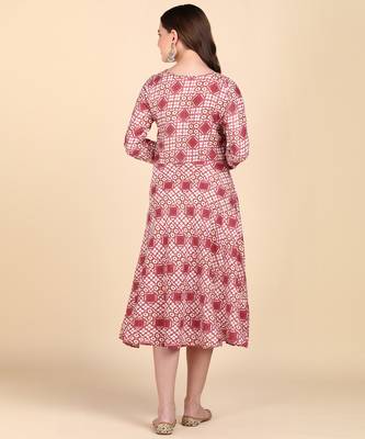 Dark Peach Printed Cotton Round Kurta 2