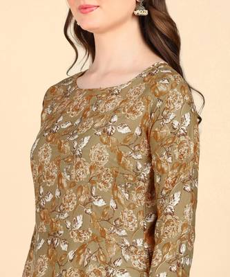 Mustard Printed Cotton Round Kurta 4