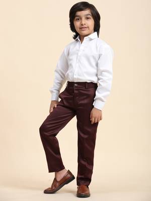 Maroon Plain Cotton 3 Piece Suit Set for Boys 3