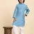Blue Cotton Kurta Pajama Set for Boys Kids Ethnic Wear with Embellished Design
