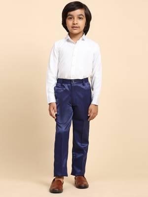 Royal Blue Embellished Cotton 3 Piece Suit Set for Boys Party,Wedding Outfits 7