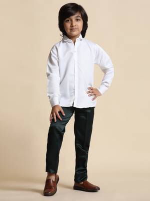 Dark Green Embellished Cotton 3 Piece Suit Set for Boys Party, Wedding Outfits 7