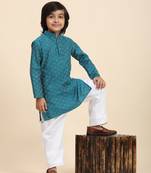 Firozi Mirror work Cotton Kurta Pajama set for Boys Ethnic Wear