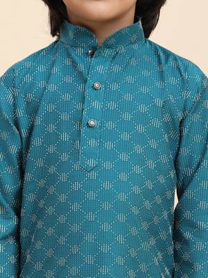 Firozi Mirror work Cotton Kurta Pajama set for Boys Ethnic Wear 7