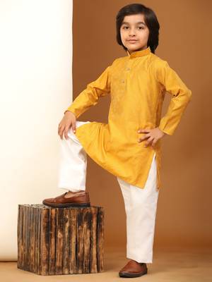 Dark Green Mirror work Cotton Kurta Pajama set for Boys Ethnic Wear 1