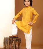 Dark Green Mirror work Cotton Kurta Pajama set for Boys Ethnic Wear