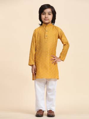 Dark Green Mirror work Cotton Kurta Pajama set for Boys Ethnic Wear 3