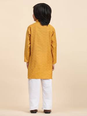 Dark Green Mirror work Cotton Kurta Pajama set for Boys Ethnic Wear 7