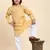 Beige Cotton Plain Kurta Pajama Set for Boys Kids Traditional Wear with Embellished Design