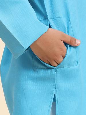 Firozi Cotton Plain Kurta Pajama Set for Boys Kids Traditional Wear with Embellished Design 6