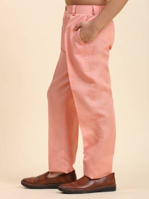 Pink Mirror work Cotton Kurta Pajama with Waistcoat set for Boys Ethnic Wear 9