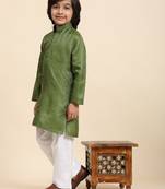 Green Printed work Cotton Kurta Pajama set for Boys Ethnic Wear