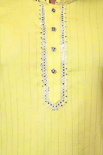 Mirror & Stripe work Kurta and Pajama set