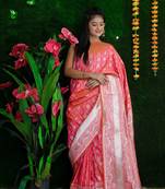 PEACH CLASSY PRETTY SILK SAREE