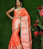 ORANGE CLASSY PRETTY SILK SAREE