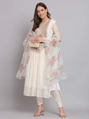 Vredevogel women kurta and leggings duppata set chanderi modal butti 1