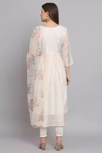 Vredevogel women kurta and leggings duppata set chanderi modal butti