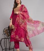   women kurta and trousers pant set silk blend