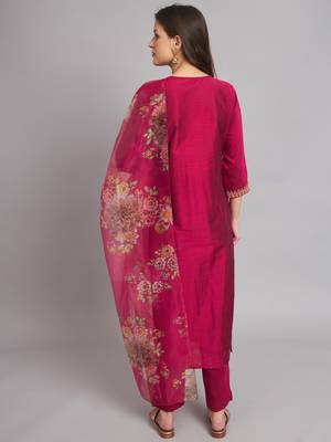   women kurta and trousers pant set silk blend 2