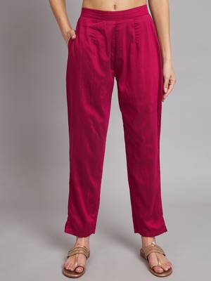   women kurta and trousers pant set silk blend 4