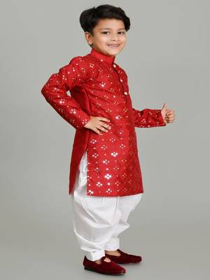 Embroidery Mirror Work kurta and Patiala set for boys 1
