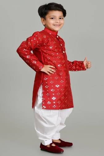 Embroidery Mirror Work kurta and Patiala set for boys