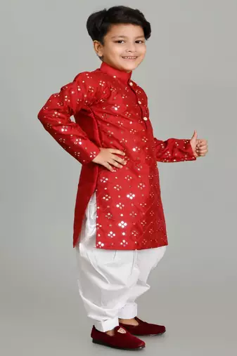 Embroidery Mirror Work kurta and Patiala set for boys