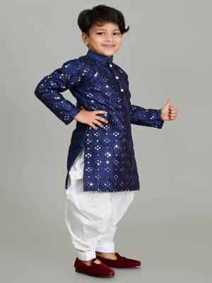 Embroidery Mirror Work kurta and Patiala set for boys 3