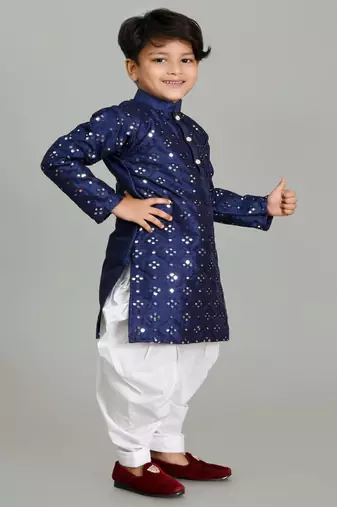 Embroidery Mirror Work kurta and Patiala set for boys