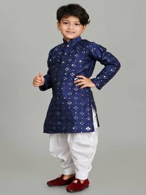 Embroidery Mirror Work kurta and Patiala set for boys 1