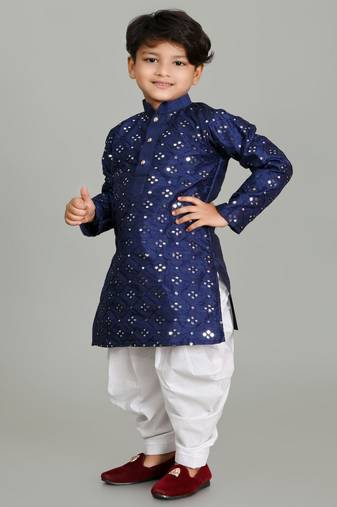 Embroidery Mirror Work kurta and Patiala set for boys