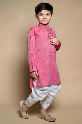 NFC CREATION High-Quality Stripe Mirror Kurta and Patiyala set for boys