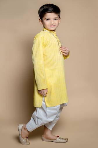 NFC CREATION High-Quality Stripe Mirror Kurta and Patiyala set for boys
