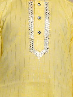 NFC CREATION High-Quality Stripe Mirror Kurta and Patiyala set for boys 4