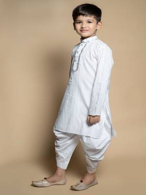 NFC CREATION High-Quality Stripe Mirror Kurta and Patiyala set for boys 1