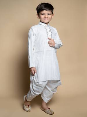 NFC CREATION High-Quality Stripe Mirror Kurta and Patiyala set for boys 3
